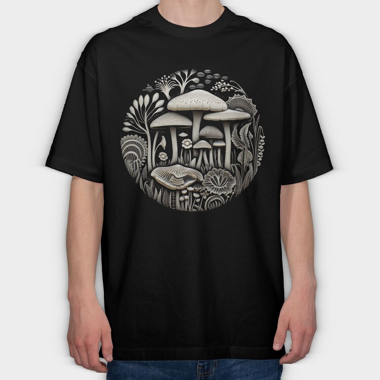 Mushroom Vinil Engraving, Tricou Oversize Barbati (Unisex)