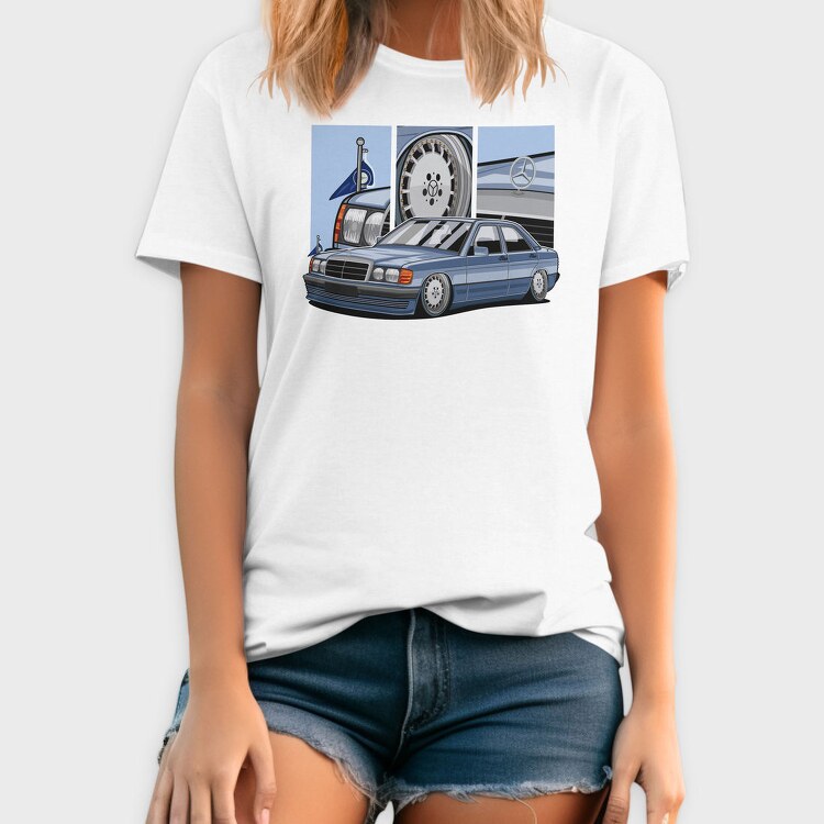 Mercedes W124 Blue Stance, Tricou Barbati (Unisex)