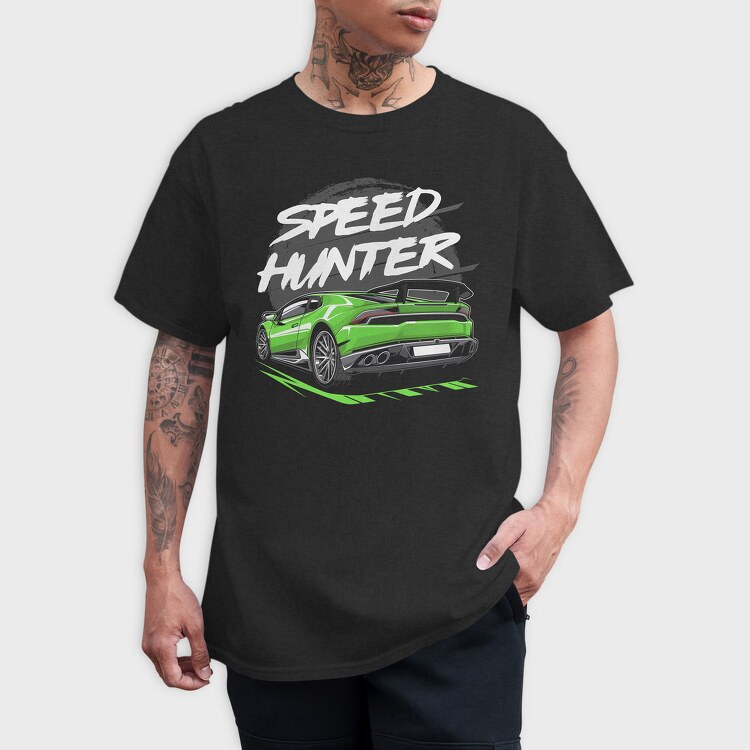 Speed Hunter Car Green Fast, Tricou Barbati (Unisex)