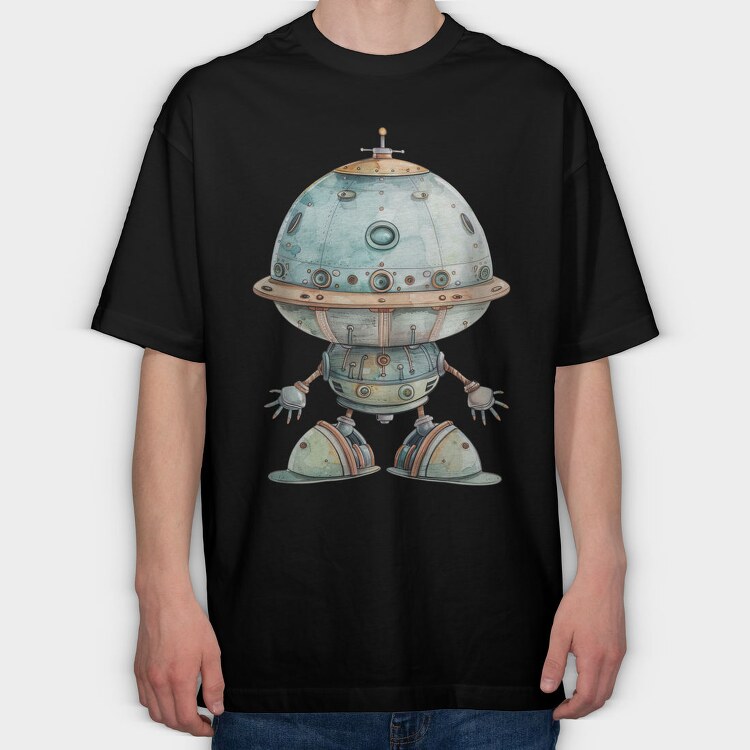 Space Egg Robot, Tricou Oversize Barbati (Unisex)