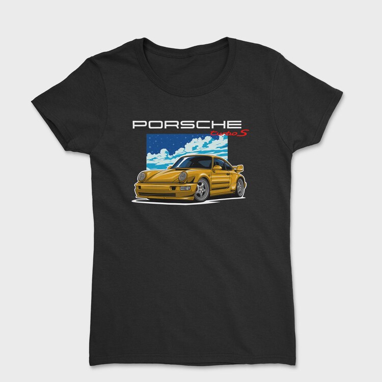 Yellow Porsche Turbo S Night Sky, Tricou Femei