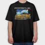 Yellow Porsche Turbo S Night Sky, Tricou Oversize Barbati (Unisex)