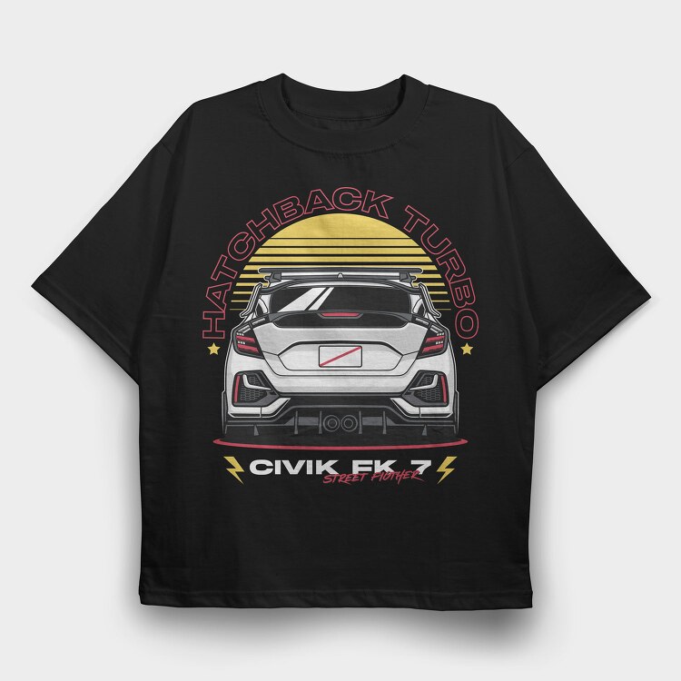 Hatchback Turbo Street Fighter, Tricou Oversize Barbati (Unisex)