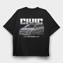 Jdm Stance Civic, Tricou Oversize Barbati (Unisex)