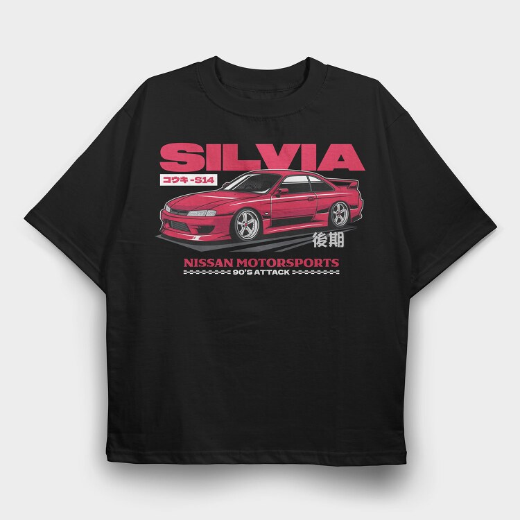 S14 Silvia Red, Tricou Oversize Barbati (Unisex)