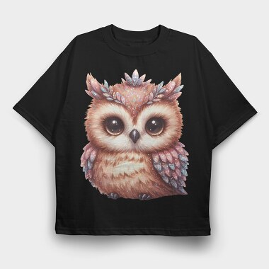 Sparkling Owl Clipart, Tricou Oversize Barbati (Unisex)