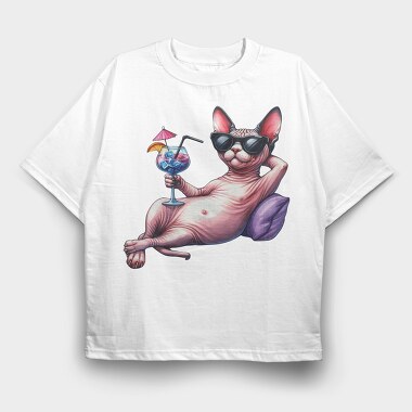 Sphynx Sunglasses Cocktail, Tricou Oversize Barbati (Unisex)