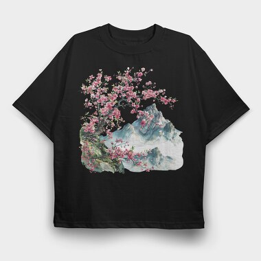 Spring Blossom Mountain, Tricou Oversize Barbati (Unisex)