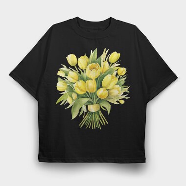 Spring Butter Floral Bouquet, Tricou Oversize Barbati (Unisex)