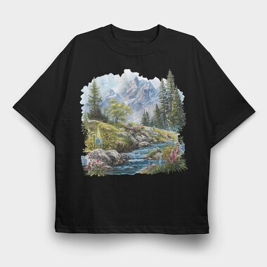 Spring Mountain Bloom, Tricou Oversize Barbati (Unisex)