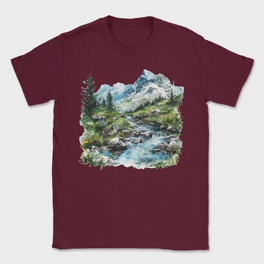 Spring Mountain Clipart, Tricou Barbati (Unisex)