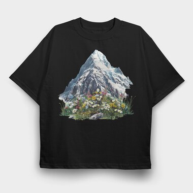 Spring Mountain Flowers, Tricou Oversize Barbati (Unisex)