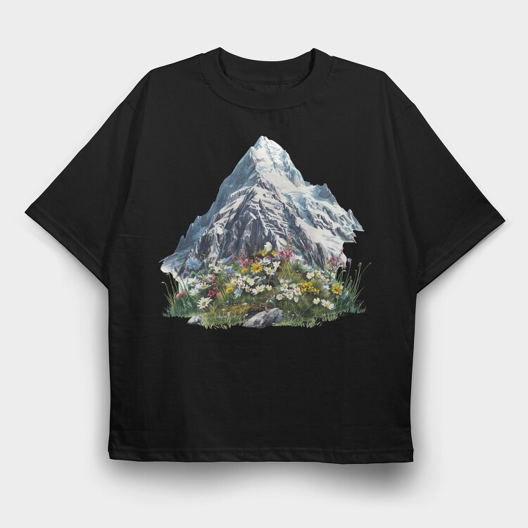 Spring Mountain Flowers, Tricou Oversize Barbati (Unisex)