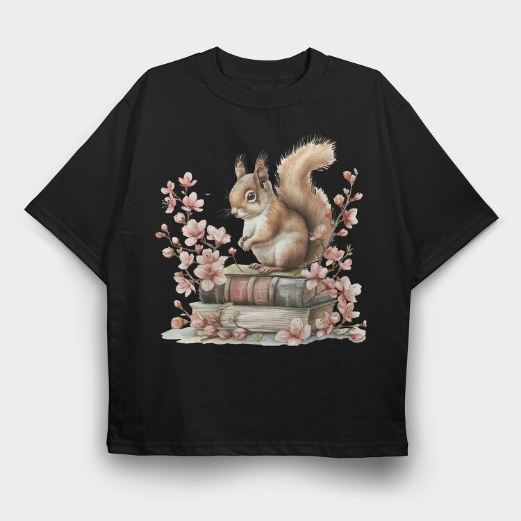 Squirrel Books Flowers, Tricou Oversize Barbati (Unisex)