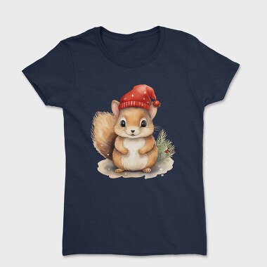 Squirrel Christmas Hat, Tricou Femei