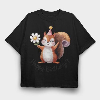 Squirrel Party Hat, Tricou Oversize Barbati (Unisex)