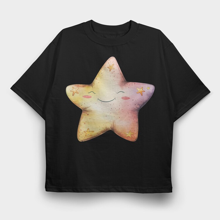 Star Face Clipart, Tricou Oversize Barbati (Unisex)