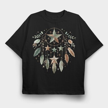 Star Feathers Boho, Tricou Oversize Barbati (Unisex)