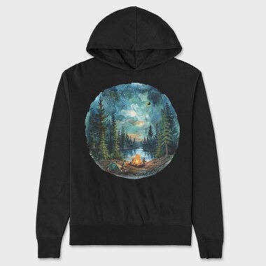 Starlit Campfire Night, Hanorac Oversize Barbati (Unisex)