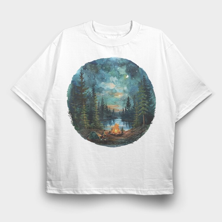 Starlit Campfire Night, Tricou Oversize Barbati (Unisex)