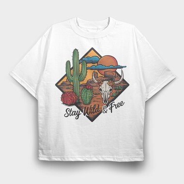 Stay Wild Free, Tricou Oversize Barbati (Unisex)