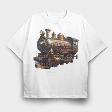 Steam Locomotive Engine, Tricou Oversize Barbati (Unisex)