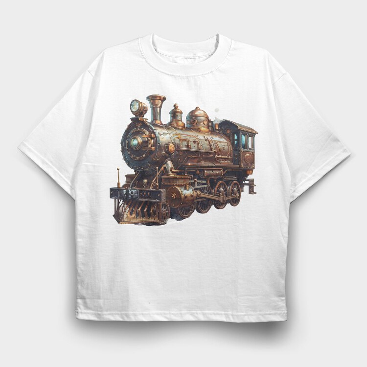 Steam Locomotive Engine, Tricou Oversize Barbati (Unisex)