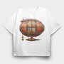 Steampunk Airship Gears, Tricou Oversize Barbati (Unisex)