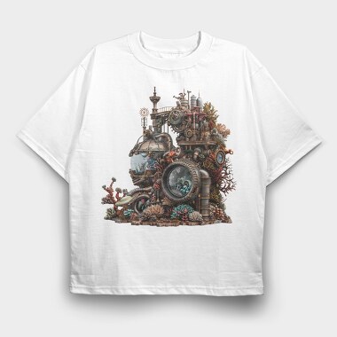 Steampunk Aquarium Sub, Tricou Oversize Barbati (Unisex)
