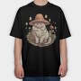 Mushroom Cat Hat, Tricou Oversize Barbati (Unisex)