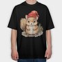 Squirrel Christmas Hat, Tricou Oversize Barbati (Unisex)