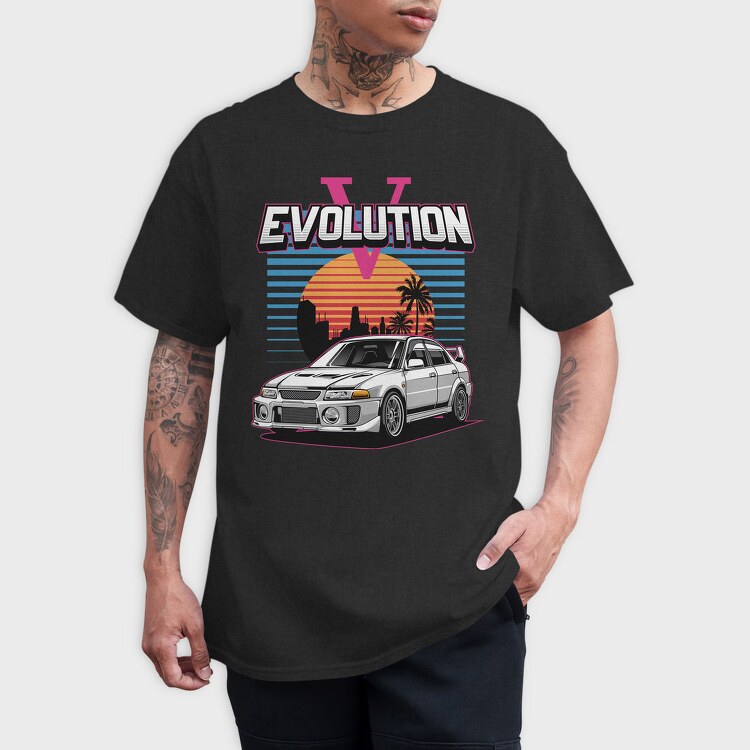 Retro Car Evolution, Tricou Barbati (Unisex)
