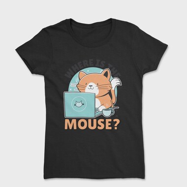 Cat Using Computer Mouse, Tricou Femei