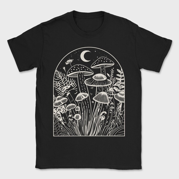 Mushrooms Moon Monochrome, Tricou Barbati (Unisex)