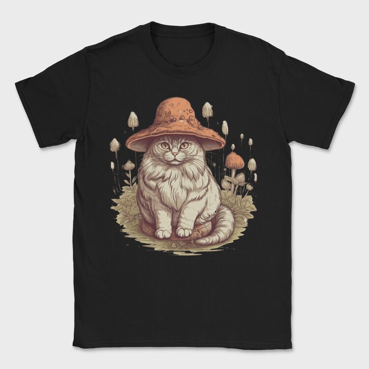 Mushroom Cat Hat, Tricou Barbati (Unisex)