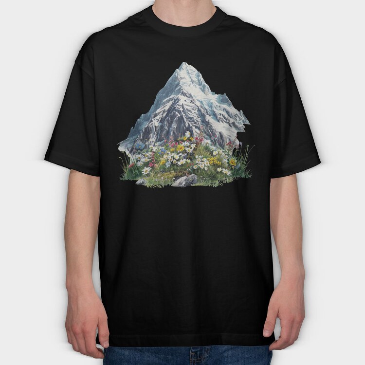 Spring Mountain Flowers, Tricou Oversize Barbati (Unisex)