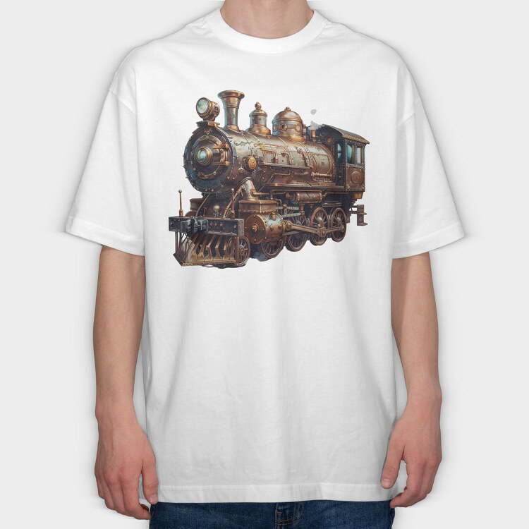 Steam Locomotive Engine, Tricou Oversize Barbati (Unisex)