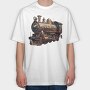 Steam Locomotive Engine, Tricou Oversize Barbati (Unisex)