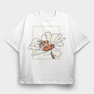 Bee Flower, Tricou Oversize Barbati (Unisex)