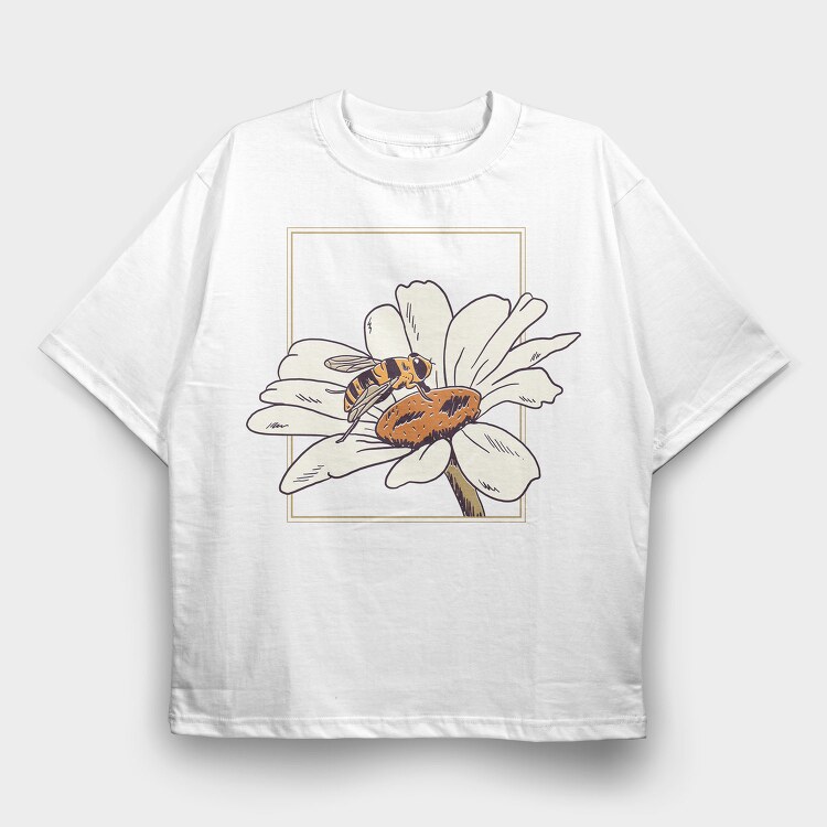 Bee Flower, Tricou Oversize Barbati (Unisex)