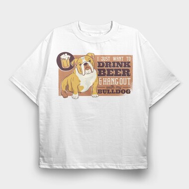 Beer & Bulldog, Tricou Oversize Barbati (Unisex)