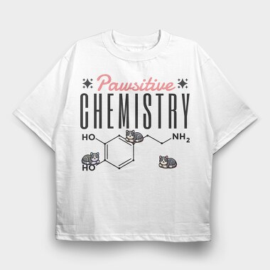 Chemistry Cat Pun Pawsative, Tricou Oversize Barbati (Unisex)