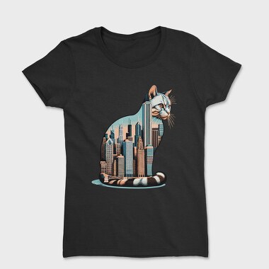 Chicago Skyline Cat, Tricou Femei