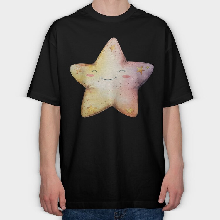 Star Face Clipart, Tricou Oversize Barbati (Unisex)
