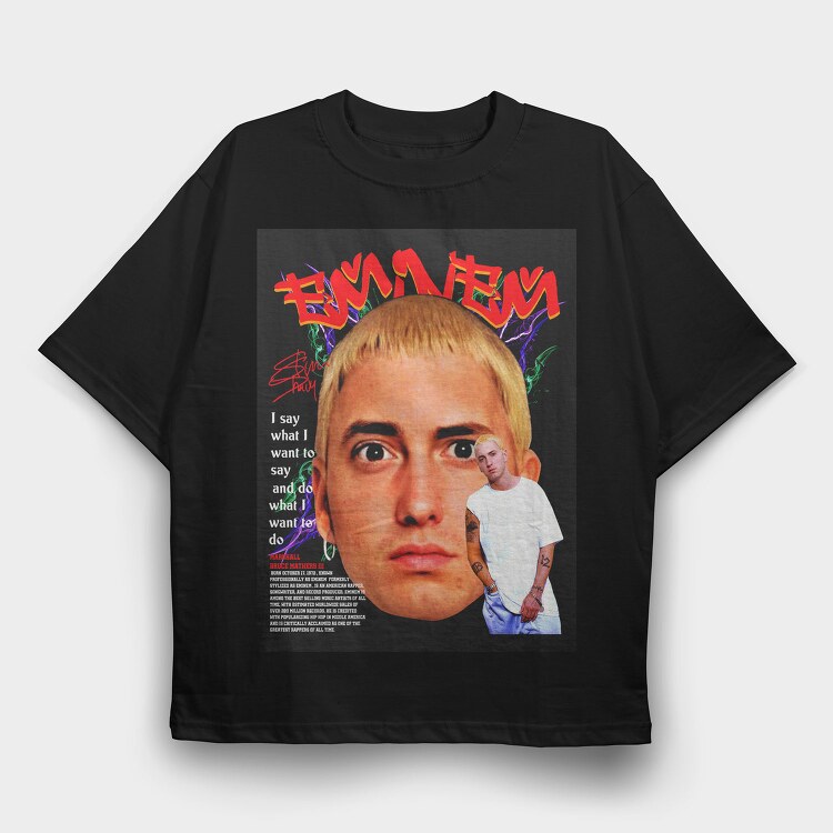Eminem Face Art, Tricou Oversize Barbati (Unisex)