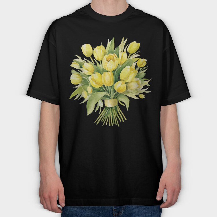 Spring Butter Floral Bouquet, Tricou Oversize Barbati (Unisex)