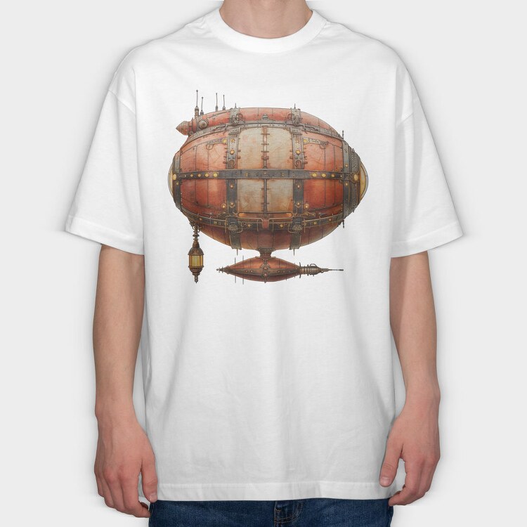 Steampunk Airship Gears, Tricou Oversize Barbati (Unisex)