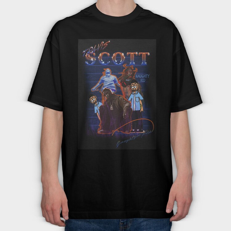 Travis Scott Naughty Kid, Tricou Oversize Barbati (Unisex)