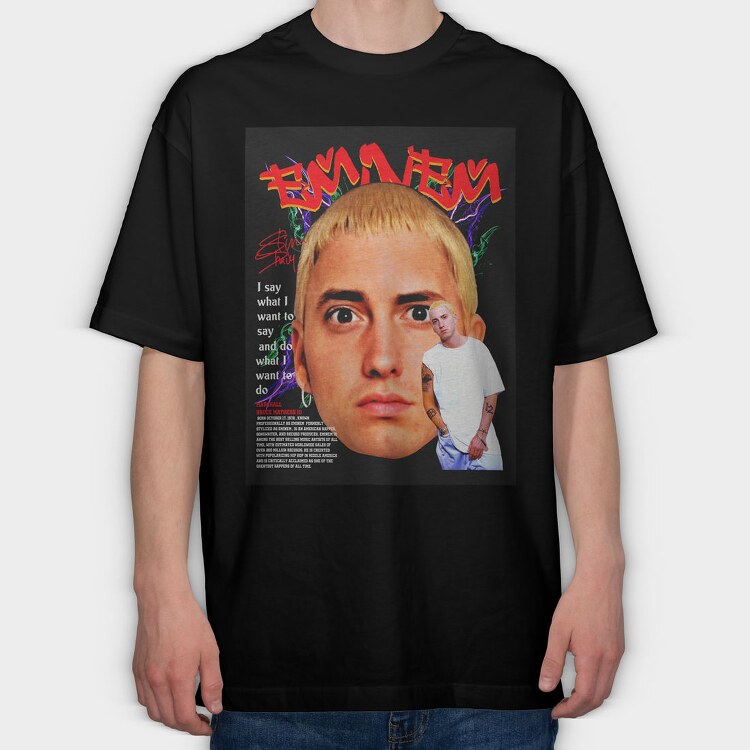 Eminem Face Art, Tricou Oversize Barbati (Unisex)