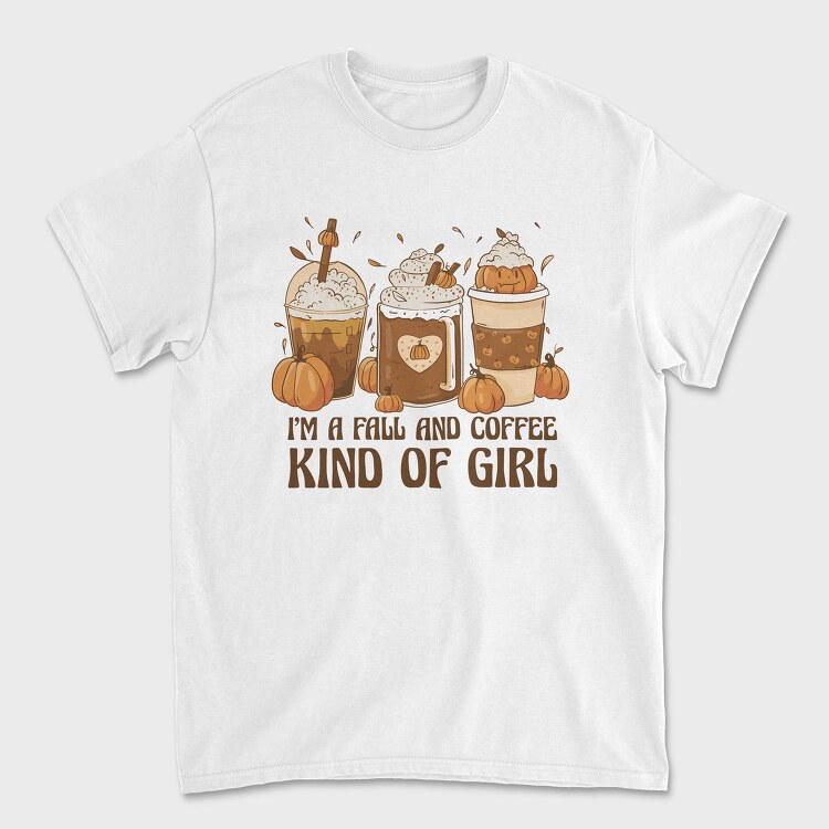 Autumn Coffee Drinks Fall And Girl, Tricou Barbati (Unisex)